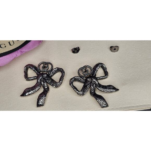 Gucci Silver Crystal Bow Earring - Picture 7 of 7